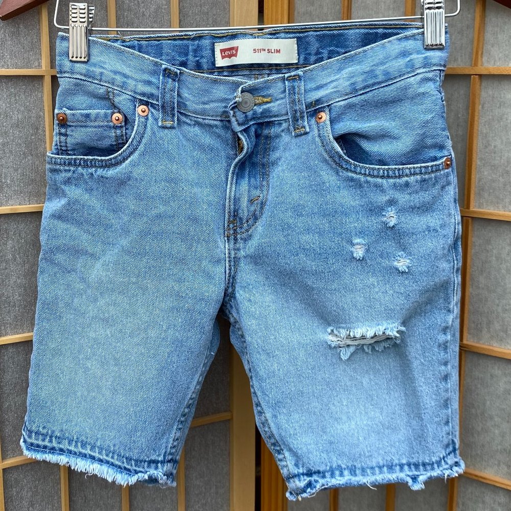 Levi's 511 Slim fit kids distressed jean shorts